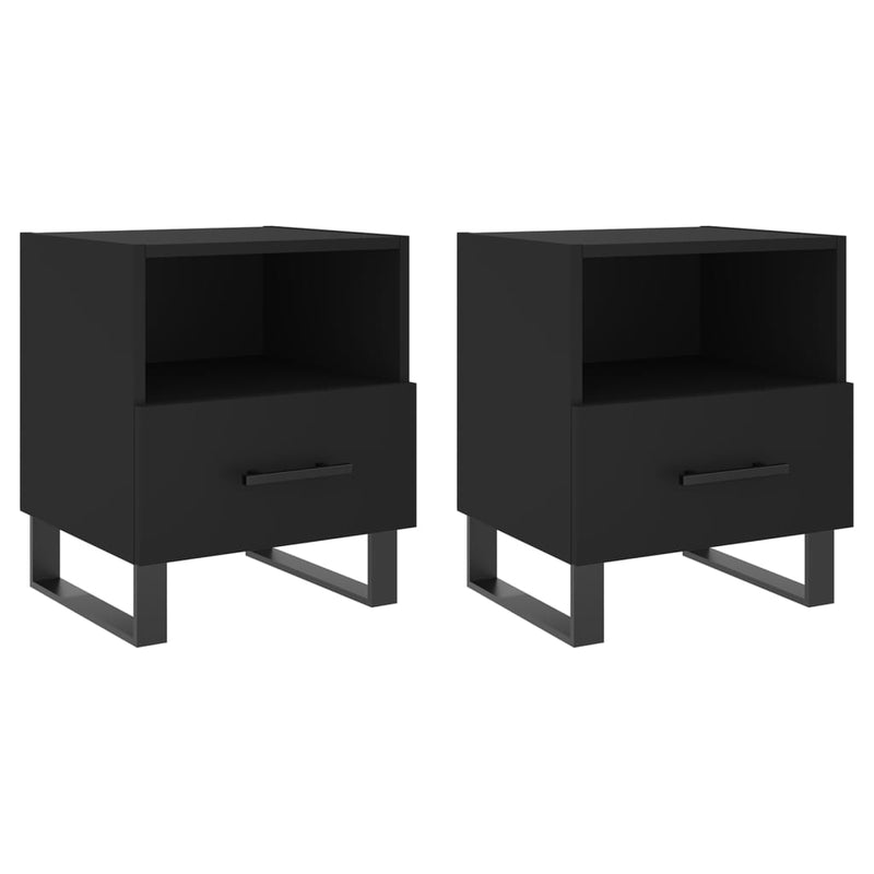 vidaXL 2 db fekete szerelt fa és vas éjjeliszekrény 40 x 35 x 47,5 cm