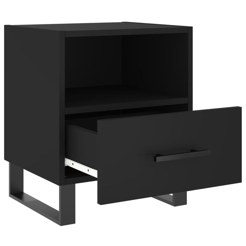 vidaXL 2 db fekete szerelt fa és vas éjjeliszekrény 40 x 35 x 47,5 cm