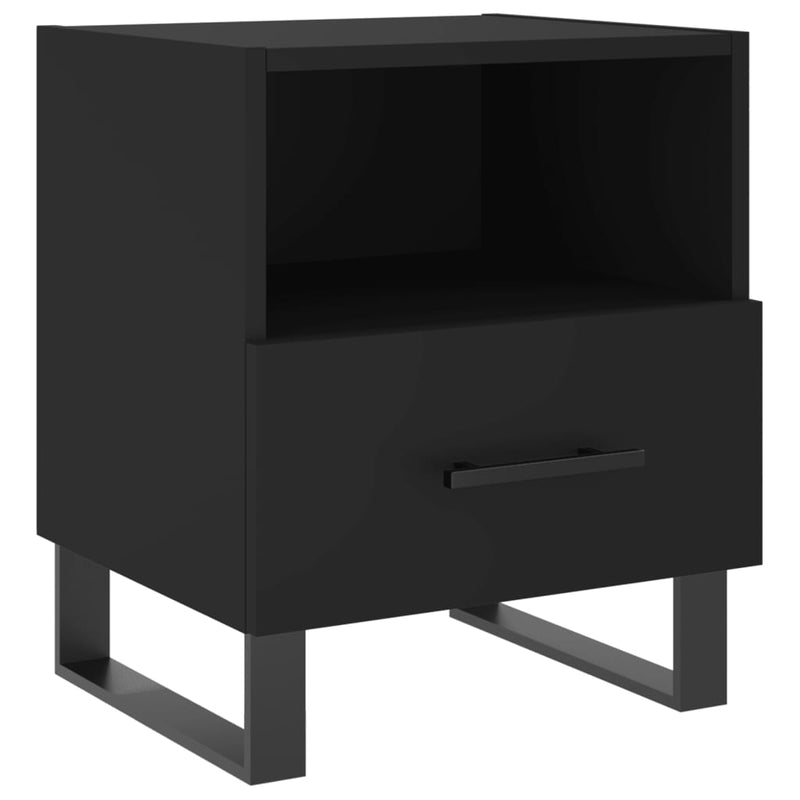 vidaXL 2 db fekete szerelt fa és vas éjjeliszekrény 40 x 35 x 47,5 cm