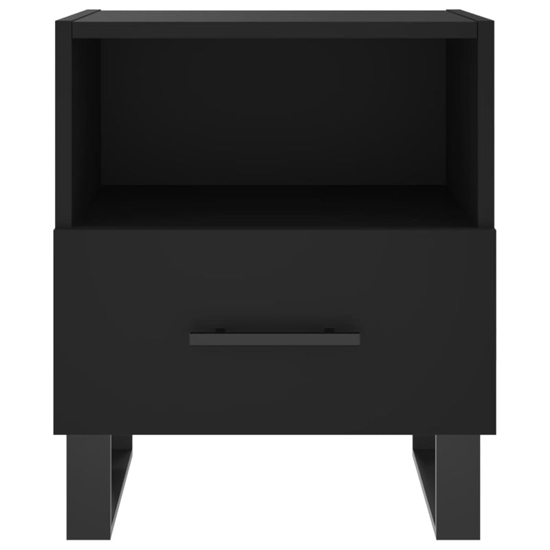 vidaXL 2 db fekete szerelt fa és vas éjjeliszekrény 40 x 35 x 47,5 cm