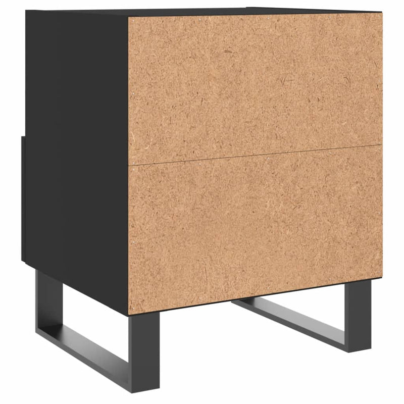 vidaXL 2 db fekete szerelt fa és vas éjjeliszekrény 40 x 35 x 47,5 cm