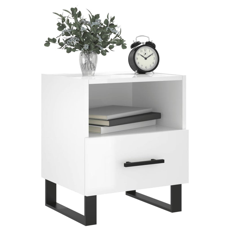 vidaXL 2 db magasfényű fehér szerelt fa éjjeliszekrény 40x35x47,5 cm