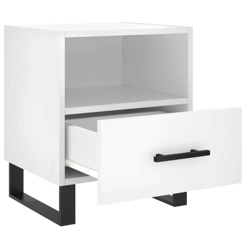 vidaXL 2 db magasfényű fehér szerelt fa éjjeliszekrény 40x35x47,5 cm