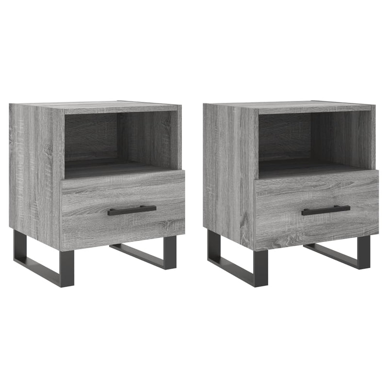 vidaXL 2 db szürke sonoma színű szerelt fa éjjeliszekrény 40x35x47,5cm