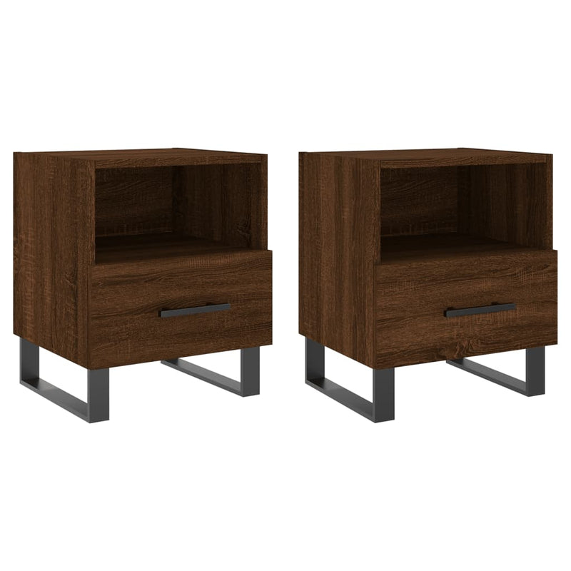 vidaXL 2 db barna tölgyszínű szerelt fa éjjeliszekrény 40x35x47,5 cm
