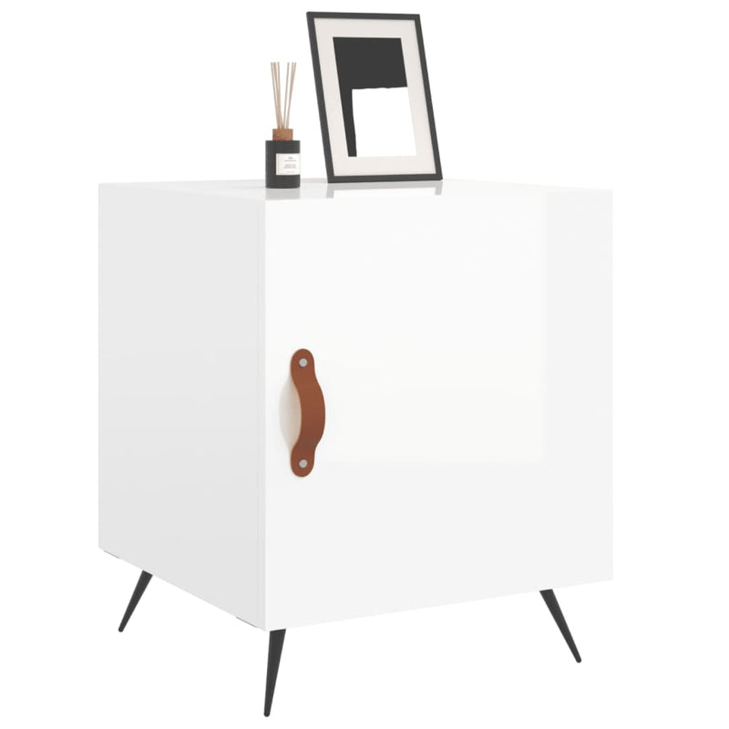 vidaXL 2 db magasfényű fehér szerelt fa éjjeliszekrény 40 x 40 x 50 cm