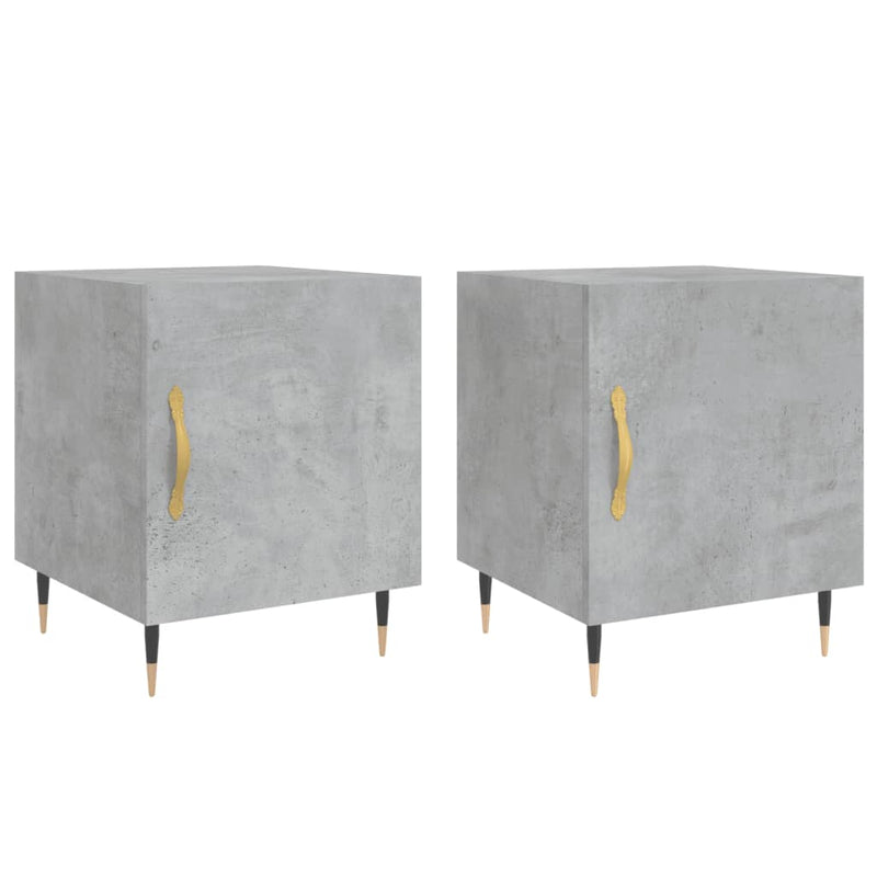 vidaXL 2 db betonszürke szerelt fa éjjeliszekrény 40 x 40 x 50 cm