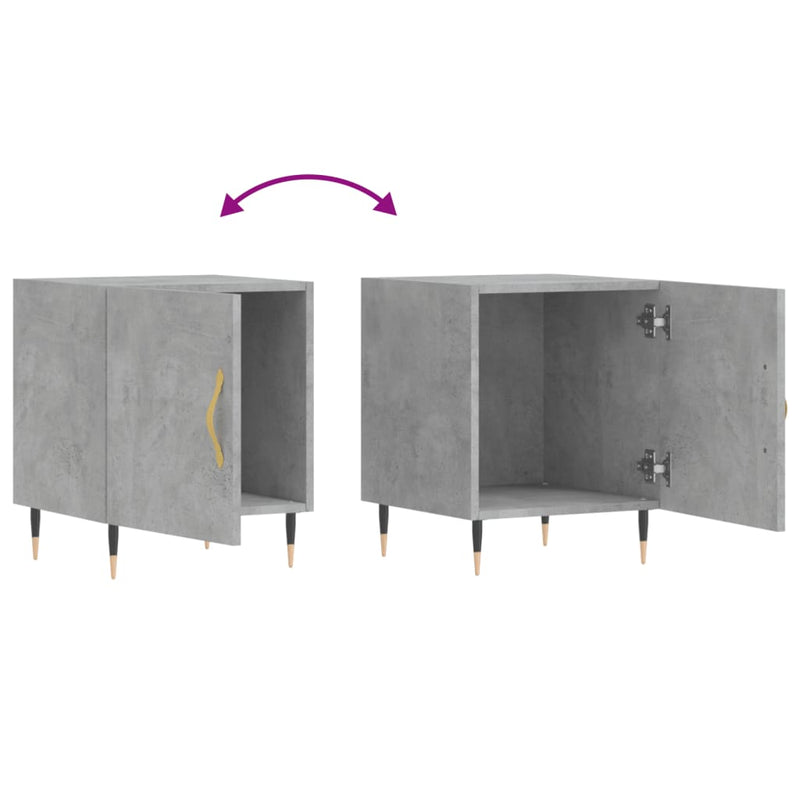 vidaXL 2 db betonszürke szerelt fa éjjeliszekrény 40 x 40 x 50 cm