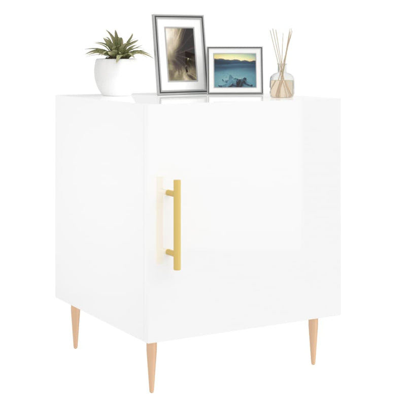 vidaXL 2 db magasfényű fehér szerelt fa éjjeliszekrény 40 x 40 x 50 cm