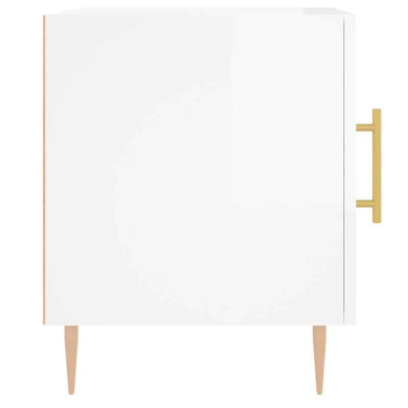 vidaXL 2 db magasfényű fehér szerelt fa éjjeliszekrény 40 x 40 x 50 cm