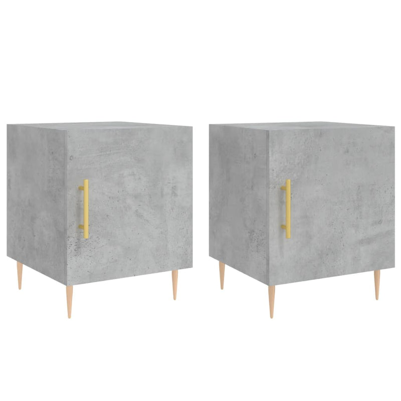 vidaXL 2 db betonszürke szerelt fa éjjeliszekrény 40 x 40 x 50 cm
