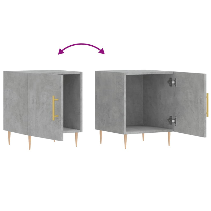 vidaXL 2 db betonszürke szerelt fa éjjeliszekrény 40 x 40 x 50 cm