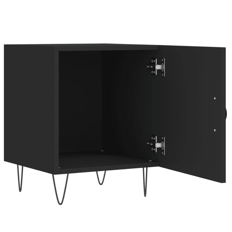 vidaXL 2 db fekete szerelt fa éjjeliszekrény 40 x 40 x 50 cm