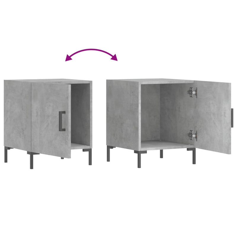 vidaXL 2 db betonszürke szerelt fa éjjeliszekrény 40 x 40 x 50 cm