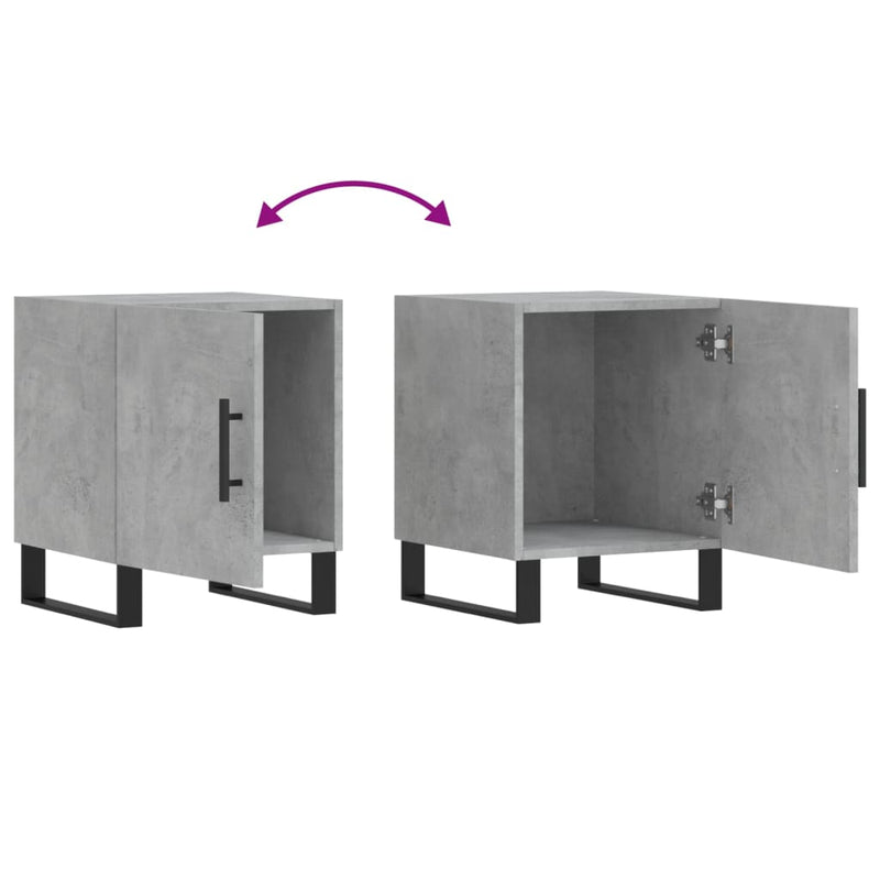 vidaXL 2 db betonszürke szerelt fa éjjeliszekrény 40 x 40 x 50 cm
