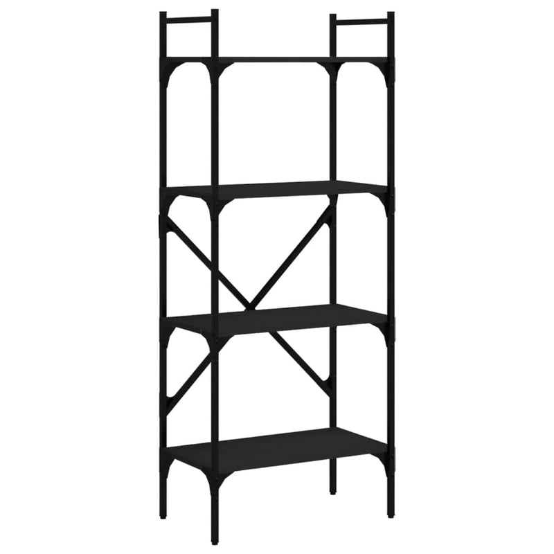 vidaXL 4 szintes fekete szerelt fa könyvespolc 56 x 31,5 x 138,5 cm