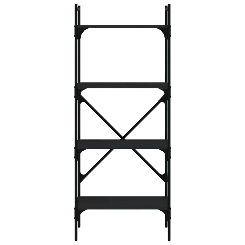 vidaXL 4 szintes fekete szerelt fa könyvespolc 56 x 31,5 x 138,5 cm