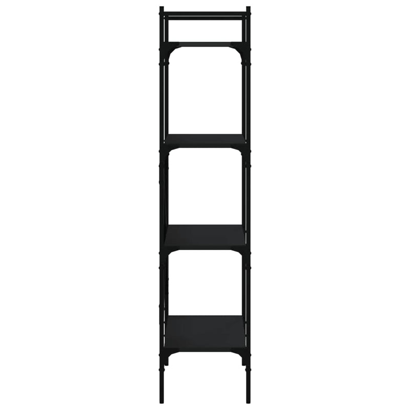 vidaXL 4 szintes fekete szerelt fa könyvespolc 56 x 31,5 x 138,5 cm