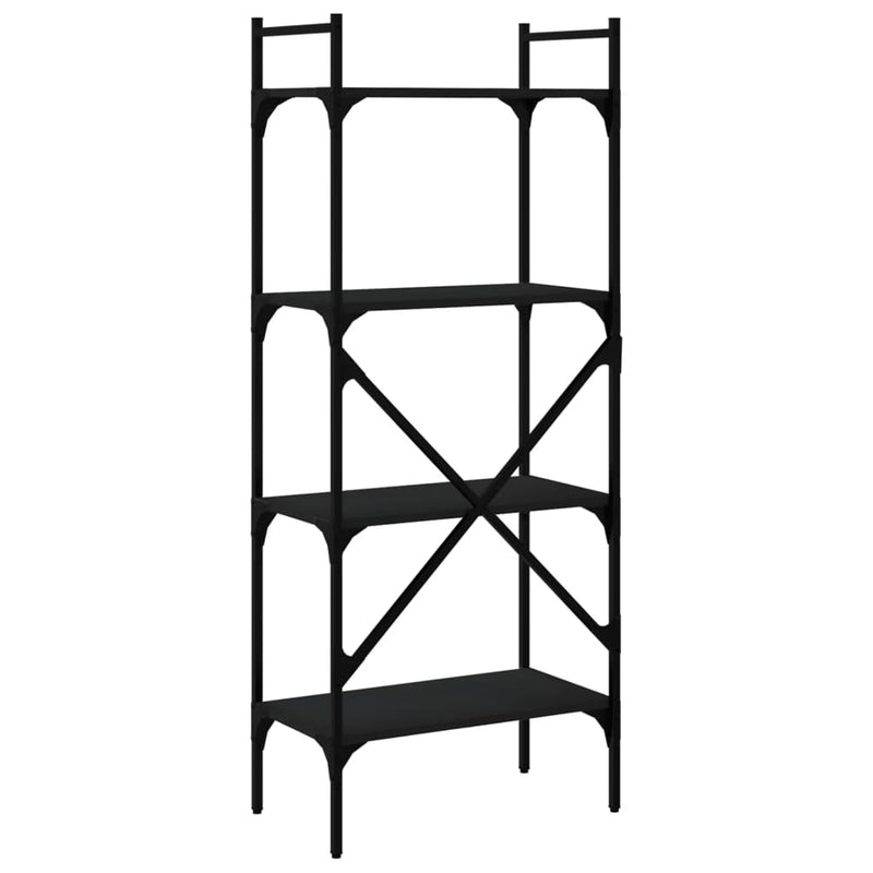 vidaXL 4 szintes fekete szerelt fa könyvespolc 56 x 31,5 x 138,5 cm