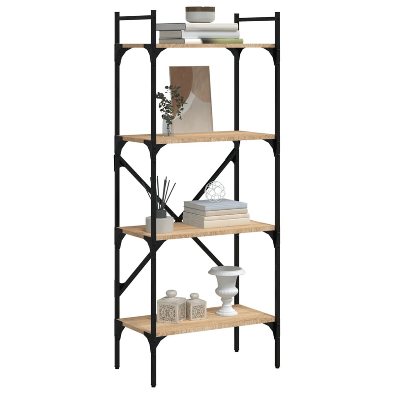vidaXL 4 szintes sonoma tölgy szerelt fa könyvespolc 56x31,5x138,5 cm