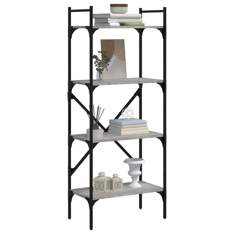 vidaXL 4 szintes szürke sonoma színű fa könyvespolc 56x31,5x138,5 cm