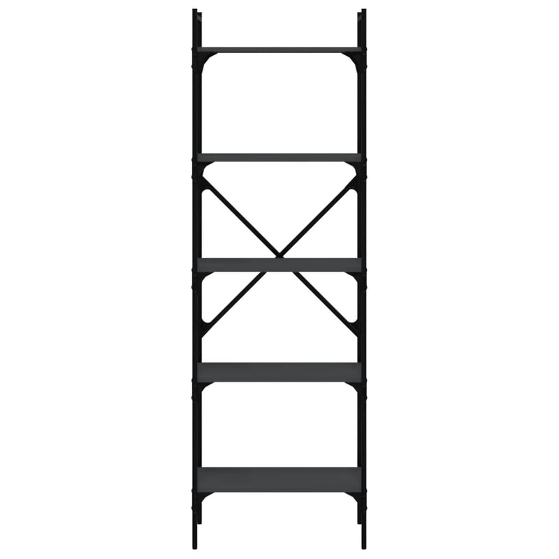 vidaXL 5 szintes fekete szerelt fa könyvespolc 56 x 31,5 x 174 cm