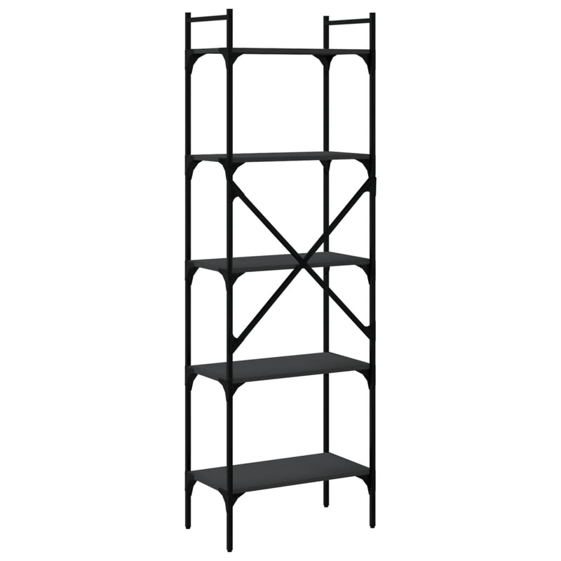 vidaXL 5 szintes fekete szerelt fa könyvespolc 56 x 31,5 x 174 cm
