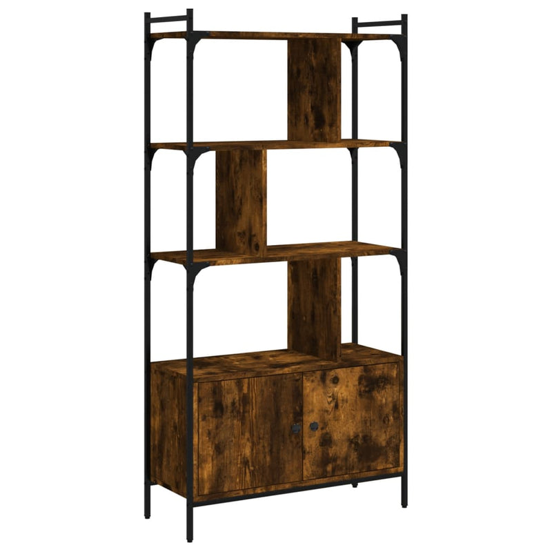 vidaXL füstös tölgy szerelt fa könyvespolc ajtókkal 76,5x30x154,5 cm