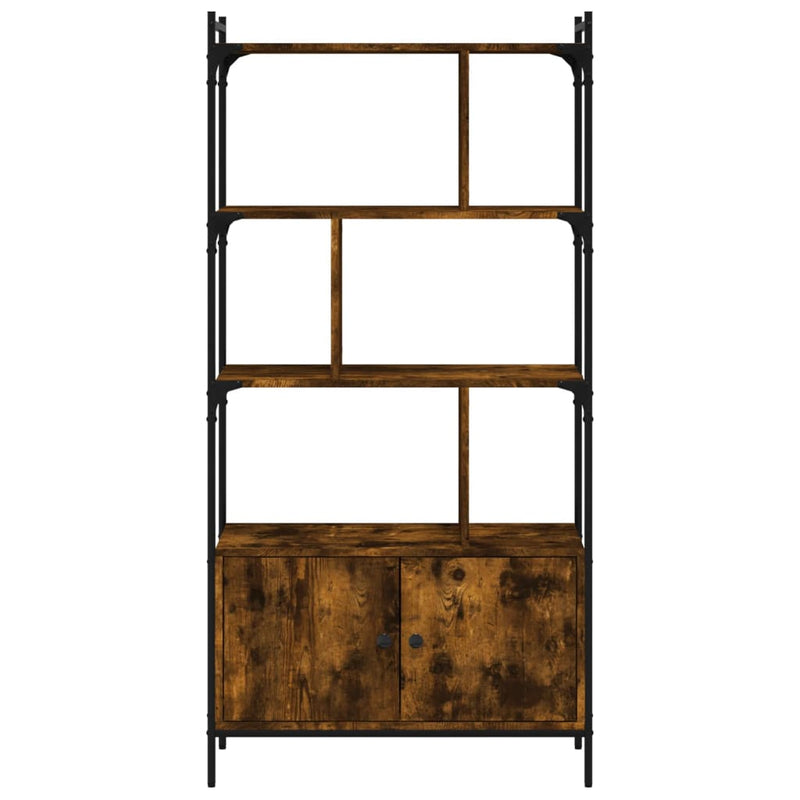 vidaXL füstös tölgy szerelt fa könyvespolc ajtókkal 76,5x30x154,5 cm
