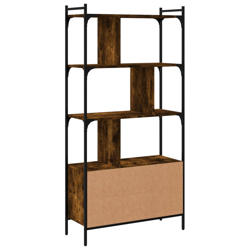 vidaXL füstös tölgy szerelt fa könyvespolc ajtókkal 76,5x30x154,5 cm