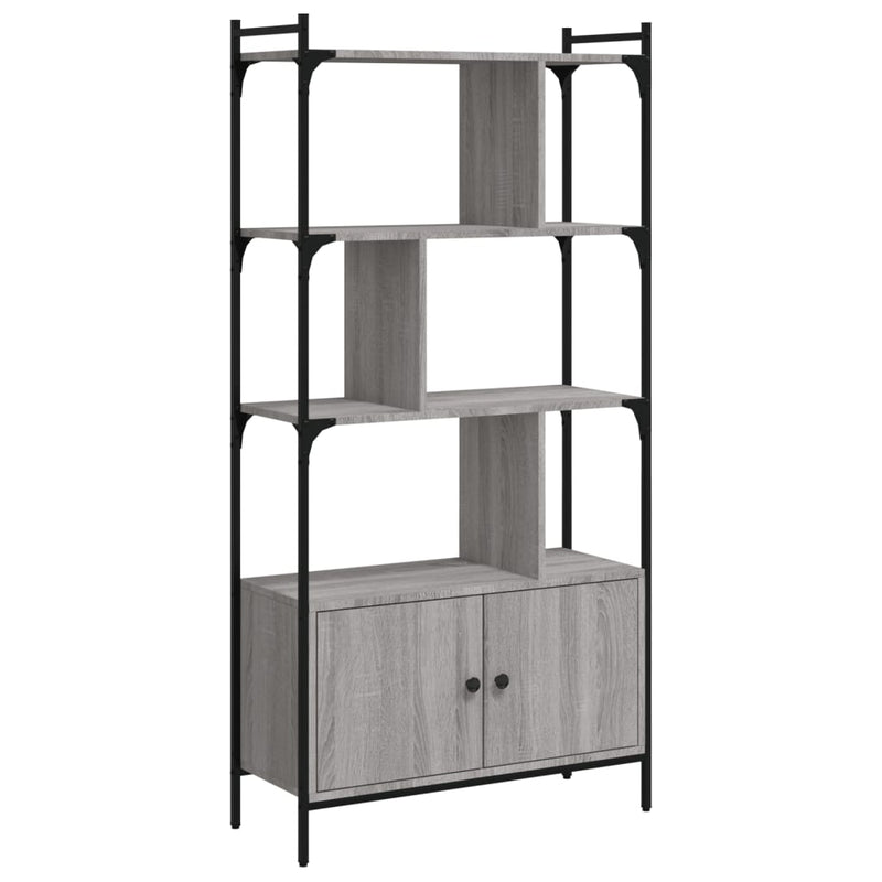 vidaXL szürke sonoma szerelt fa könyvespolc ajtókkal 76,5x30x154,5 cm