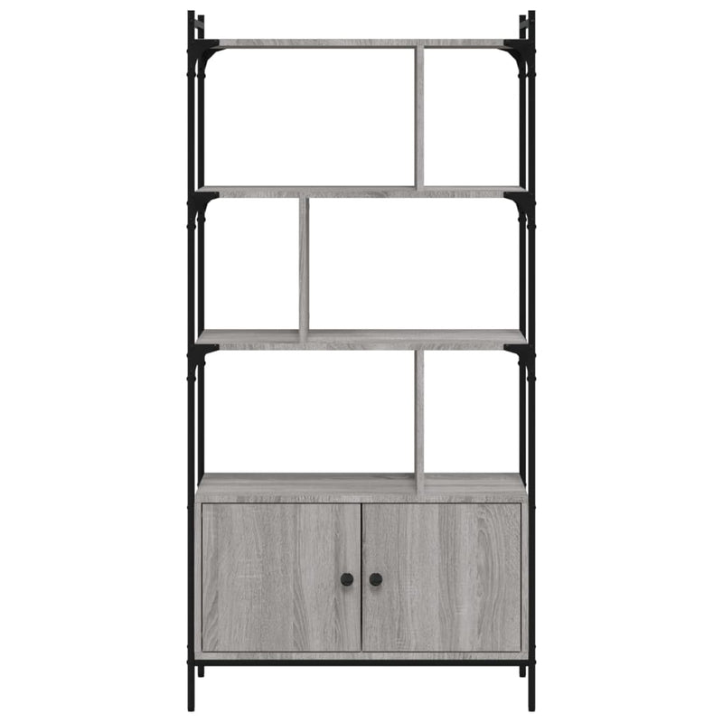 vidaXL szürke sonoma szerelt fa könyvespolc ajtókkal 76,5x30x154,5 cm