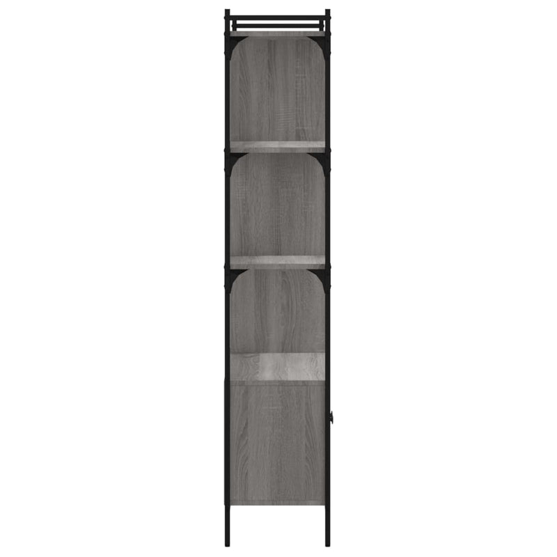 vidaXL szürke sonoma szerelt fa könyvespolc ajtókkal 76,5x30x154,5 cm