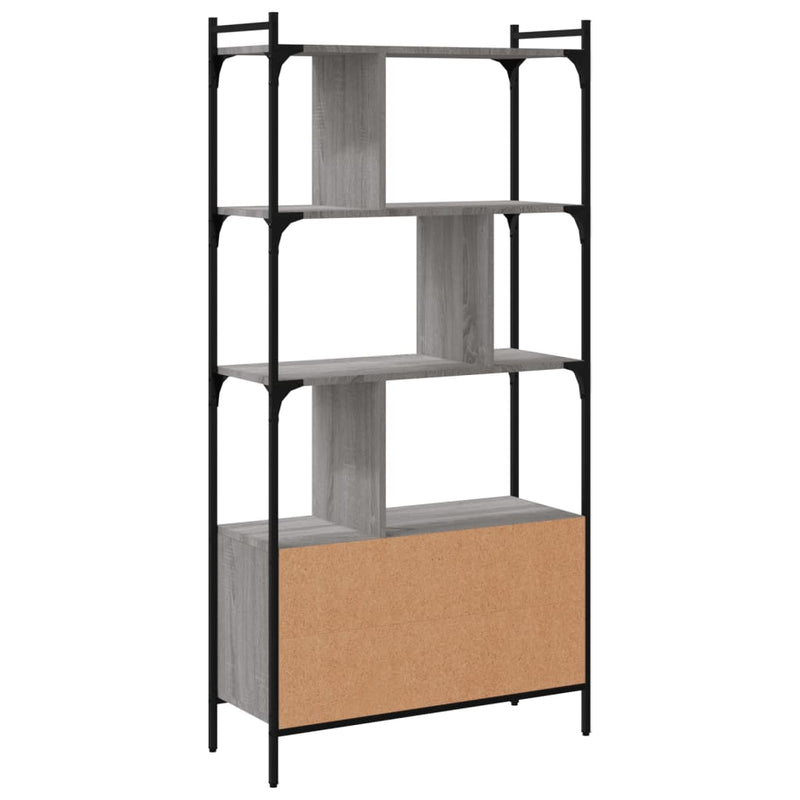 vidaXL szürke sonoma szerelt fa könyvespolc ajtókkal 76,5x30x154,5 cm