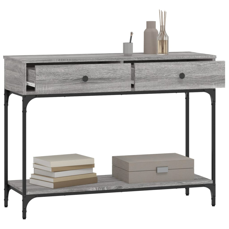 vidaXL szürke sonoma színű szerelt fa konzolasztal 100 x 34,5 x 75 cm