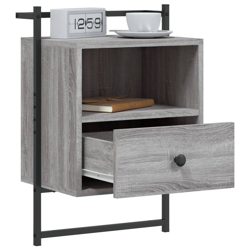 vidaXL 2 db szürke sonoma szerelt fa fali éjjeliszekrény 40x30x61 cm
