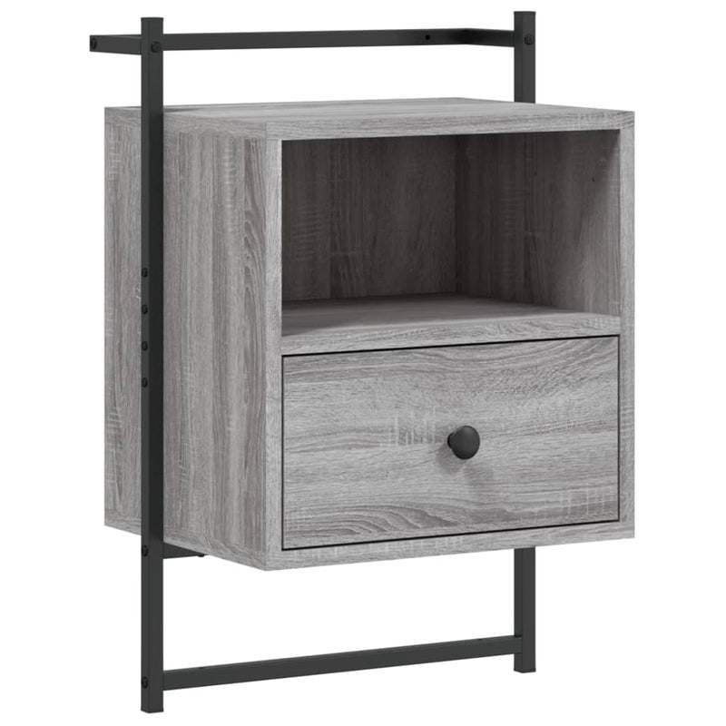 vidaXL 2 db szürke sonoma szerelt fa fali éjjeliszekrény 40x30x61 cm
