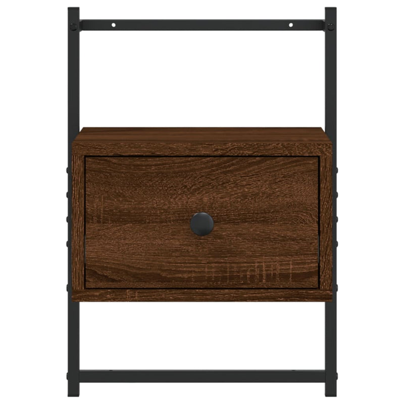 vidaXL 2 db barna tölgy szerelt fa fali éjjeliszekrény 35 x 30 x 51 cm