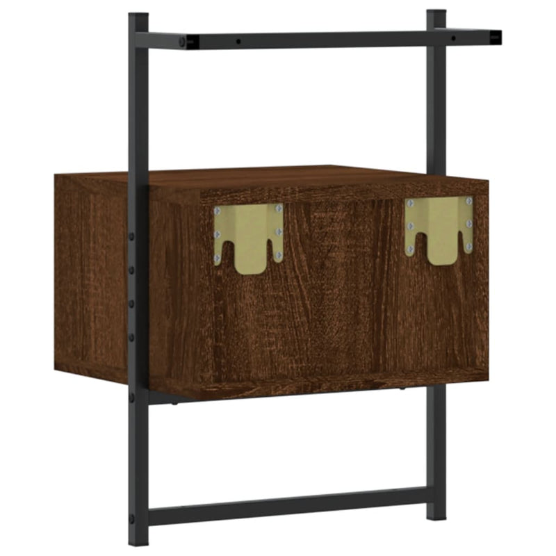 vidaXL 2 db barna tölgy szerelt fa fali éjjeliszekrény 35 x 30 x 51 cm