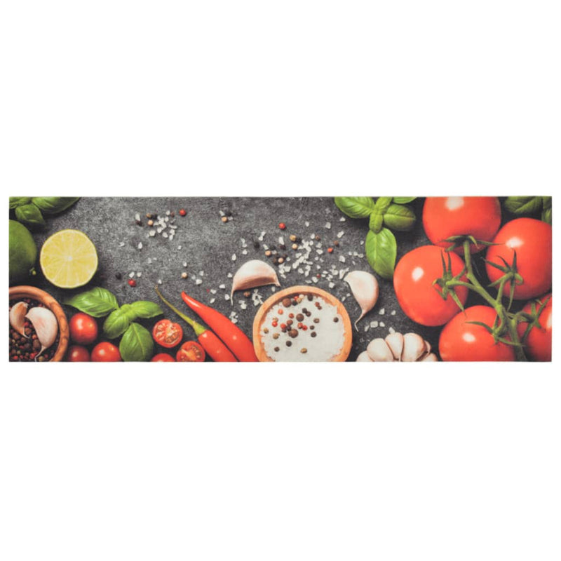 vidaXL mosható zöldségmintás bársony konyhai szőnyeg 45x150 cm