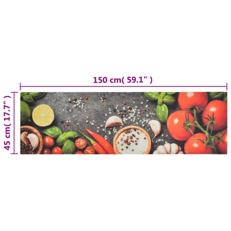 vidaXL mosható zöldségmintás bársony konyhai szőnyeg 45x150 cm