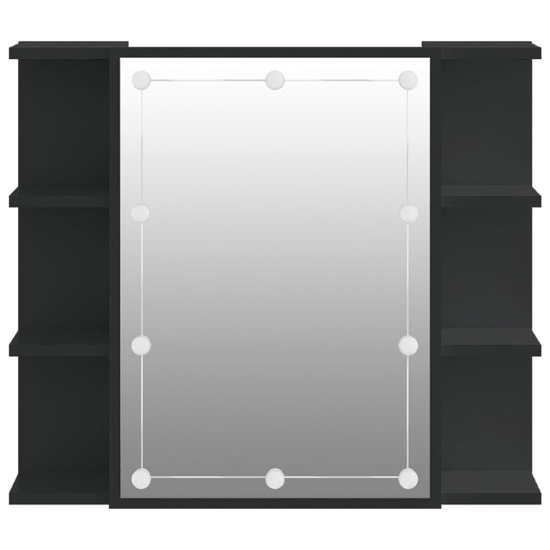 vidaXL fekete tükrös szekrény LED-ekkel 70 x 16,5 x 60 cm
