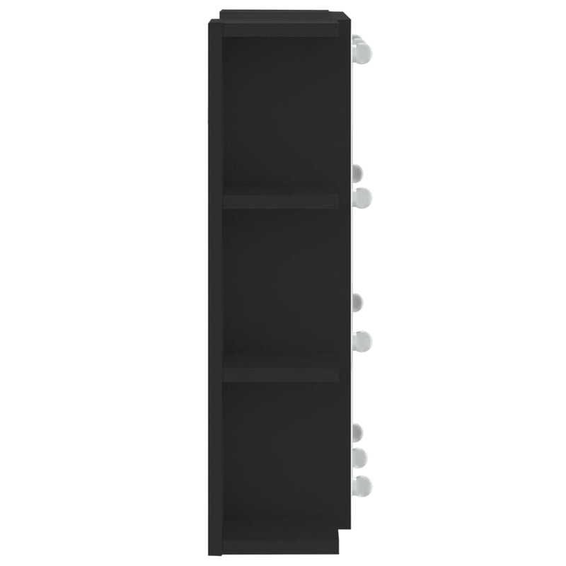vidaXL fekete tükrös szekrény LED-ekkel 70 x 16,5 x 60 cm