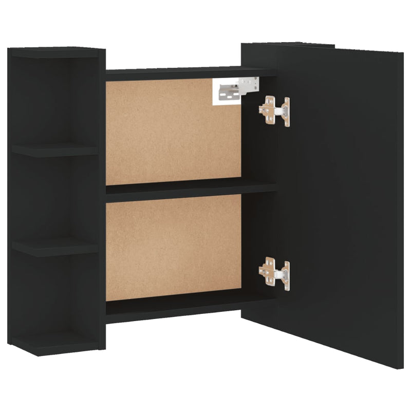 vidaXL fekete tükrös szekrény LED-ekkel 70 x 16,5 x 60 cm