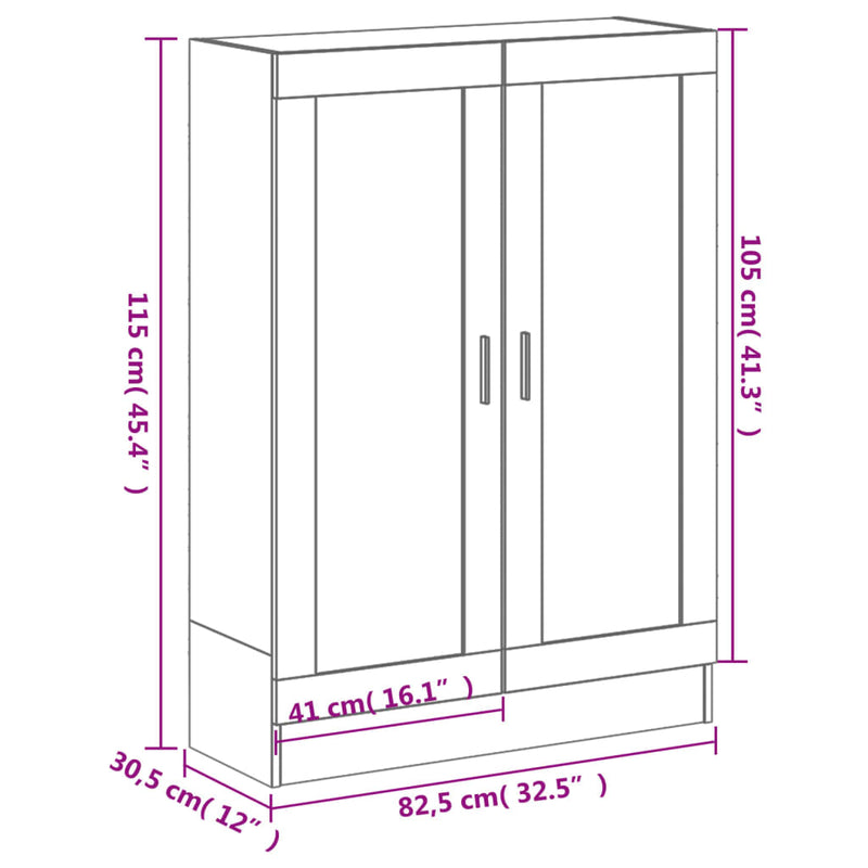 vidaXL szürke sonoma színű szerelt fa könyvszekrény 82,5x30,5x115 cm