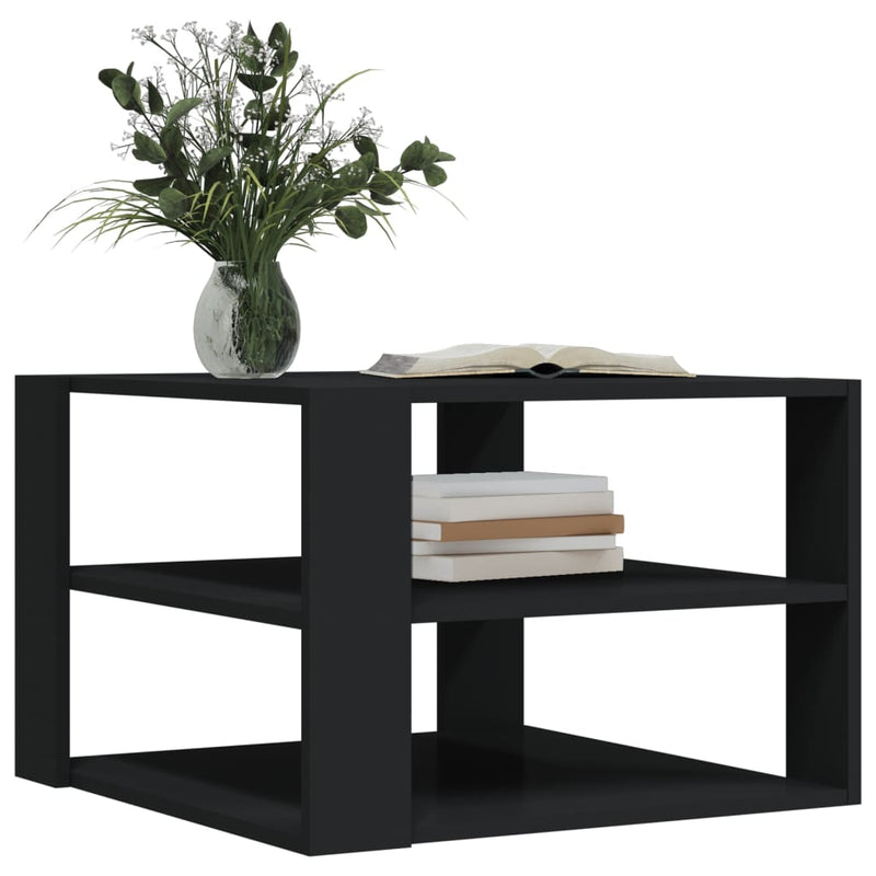 vidaXL fekete szerelt fa dohányzóasztal 59,5 x 59,5 x 40 cm