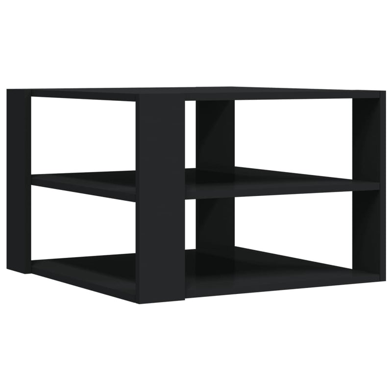 vidaXL fekete szerelt fa dohányzóasztal 59,5 x 59,5 x 40 cm