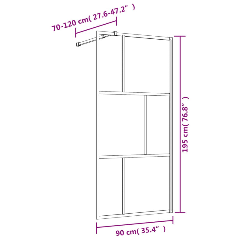 vidaXL aranyszínű zuhanyfal átlátszó ESG üveggel 90 x 195 cm