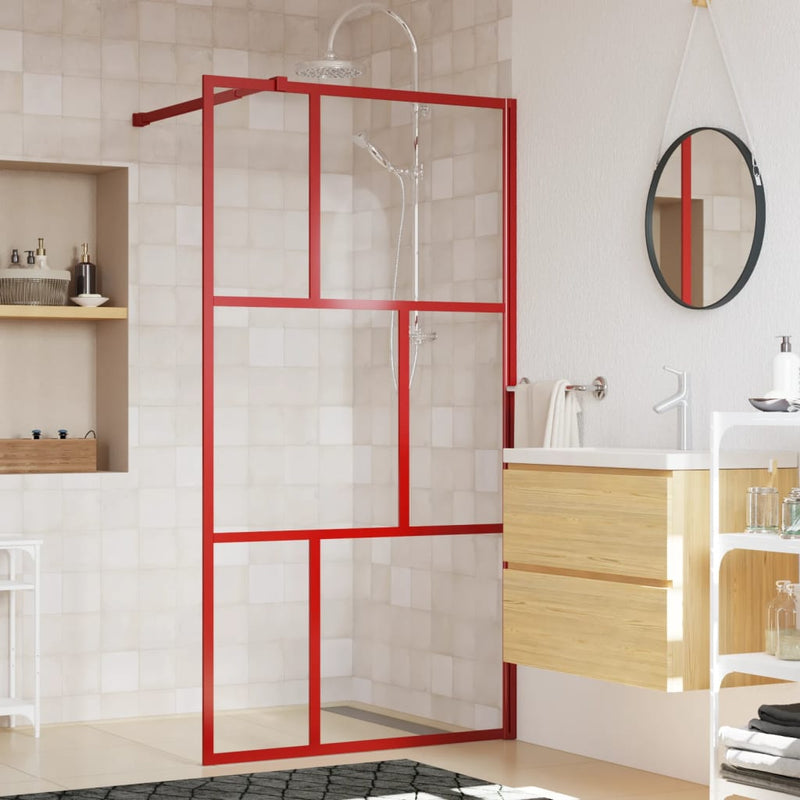 vidaXL piros zuhanyfal átlátszó ESG üveggel 100 x 195 cm