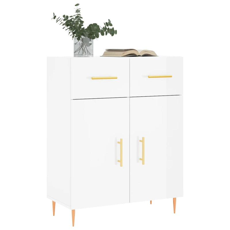 vidaXL magasfényű fehér szerelt fa tálalószekrény 69,5 x 34 x 90 cm